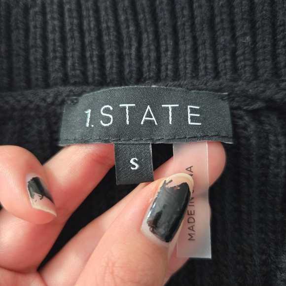 1. State Black Cold Shoulder Sweater. Size small. New without tags. - Picture 7 of 7